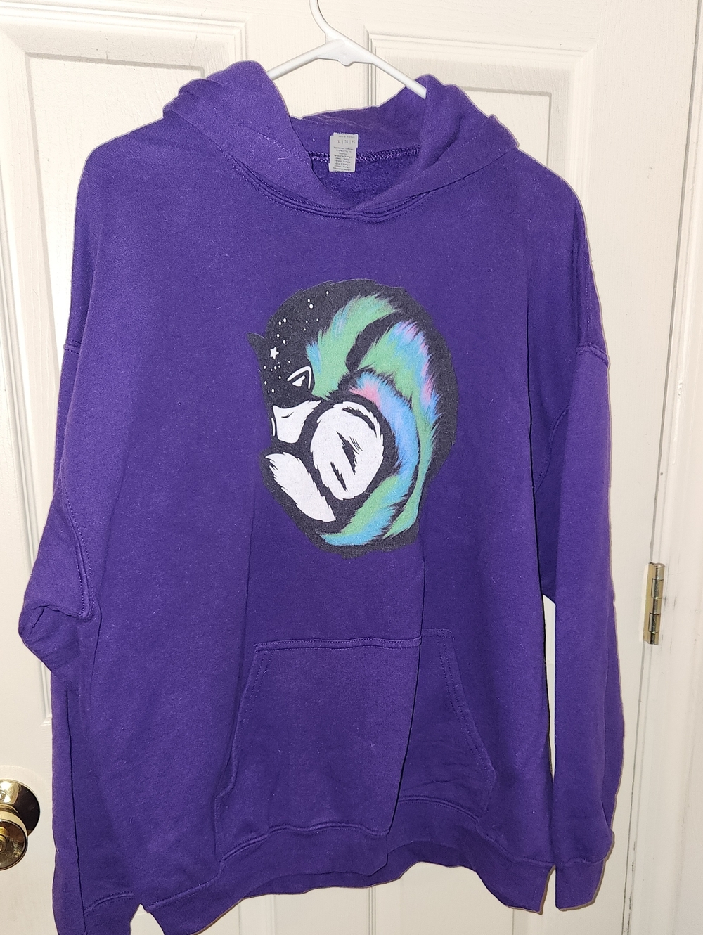 Purple Hoodie with Sleeping Fox Graphic